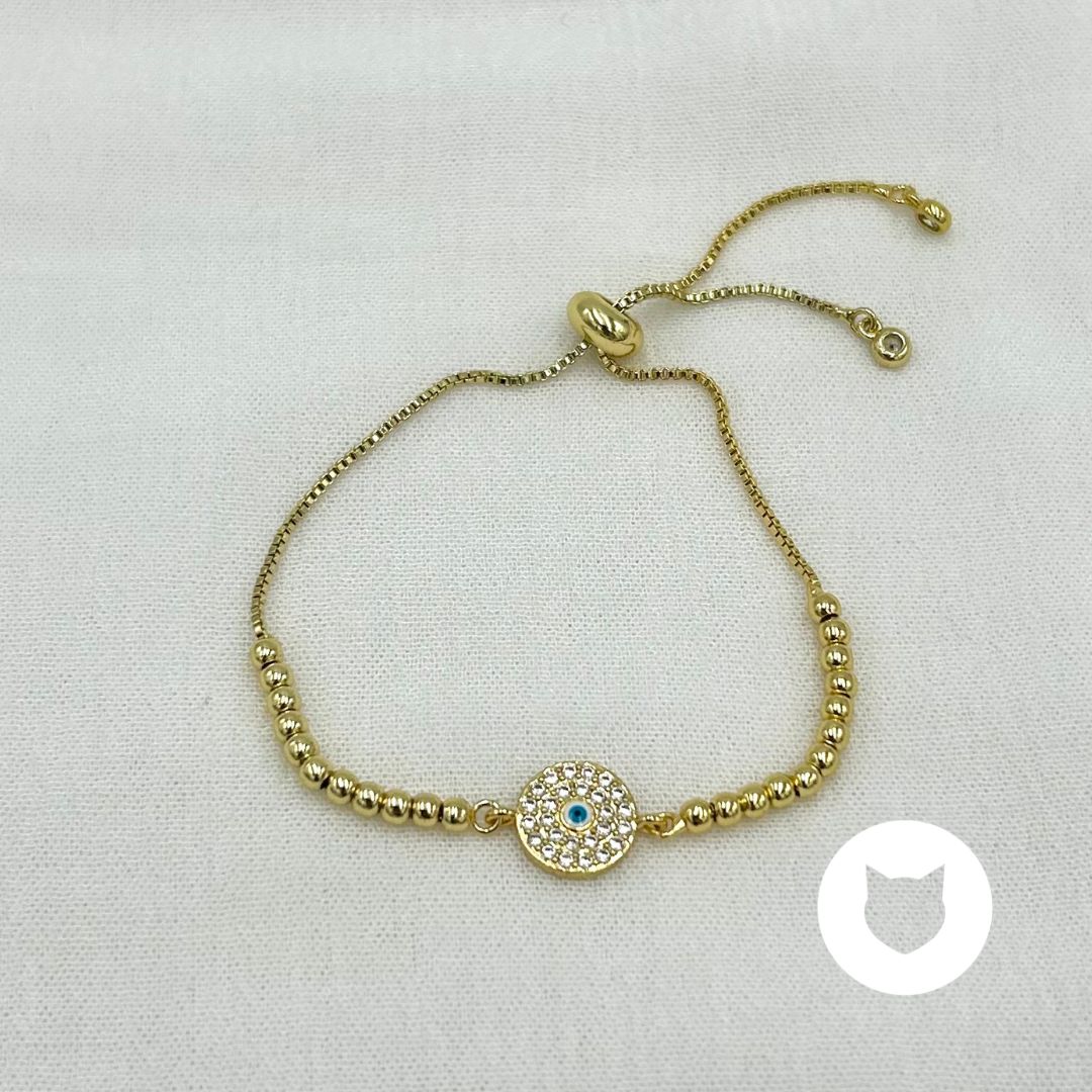 PULSERA DE BAÑO DE ORO Y CRISTALES OJO TURCO PU1938G34