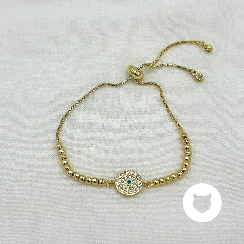 PULSERA DE BAÑO DE ORO Y CRISTALES OJO TURCO PU1938G34 PULSERA DE BAÑO DE ORO Y CRISTALES OJO TURCO PU1938G34