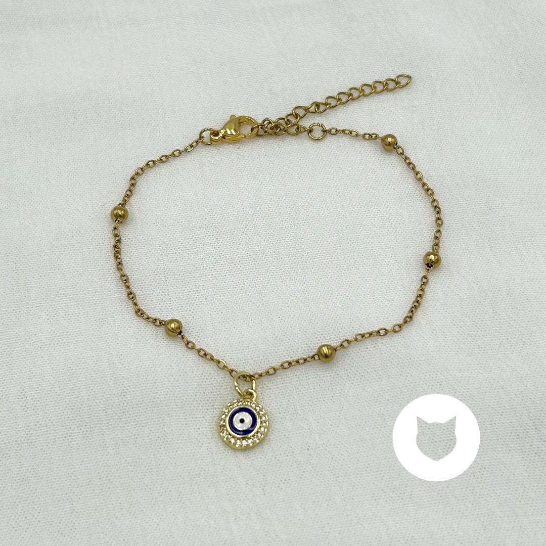 PULSERA DE ACERO INOXIDABLE Y CRISTALES OJO TURCO PU1945G67