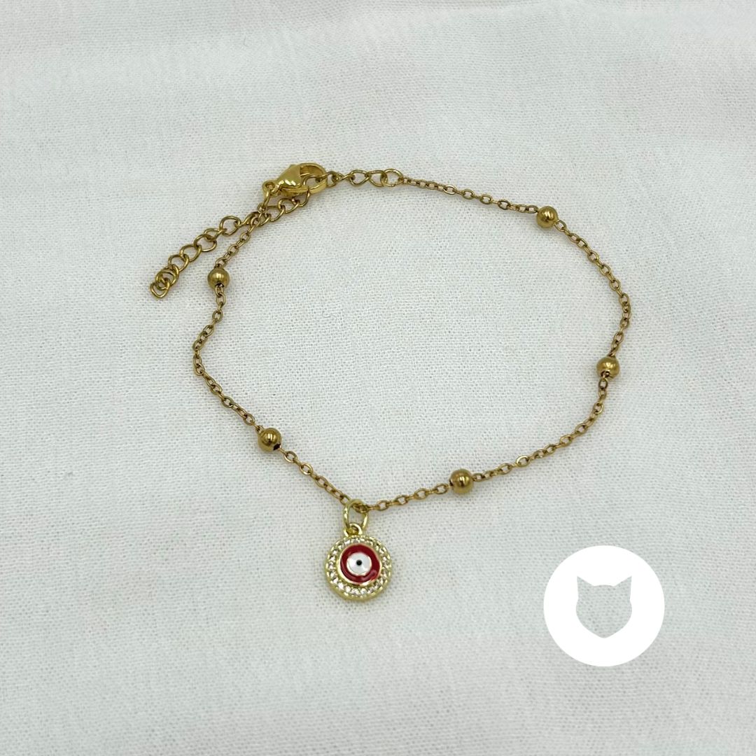 PULSERA DE ACERO INOXIDABLE Y CRISTALES OJO TURCO PU1946G67