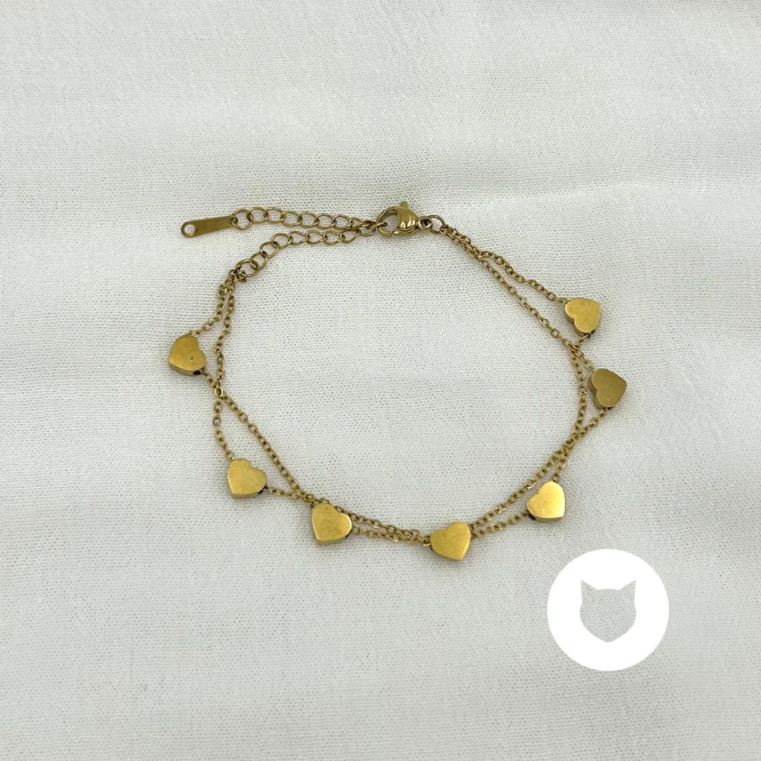 PULSERA DOBLE DE ACERO INOXIDABLE CORAZONES PU1950G64