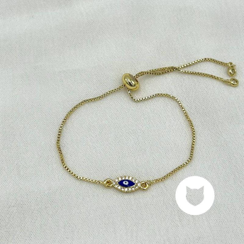 PULSERA DE BAÑO DE ORO Y CRISTALES OJO TURCO PU1961G36 PULSERA DE BAÑO DE ORO Y CRISTALES OJO TURCO PU1961G36