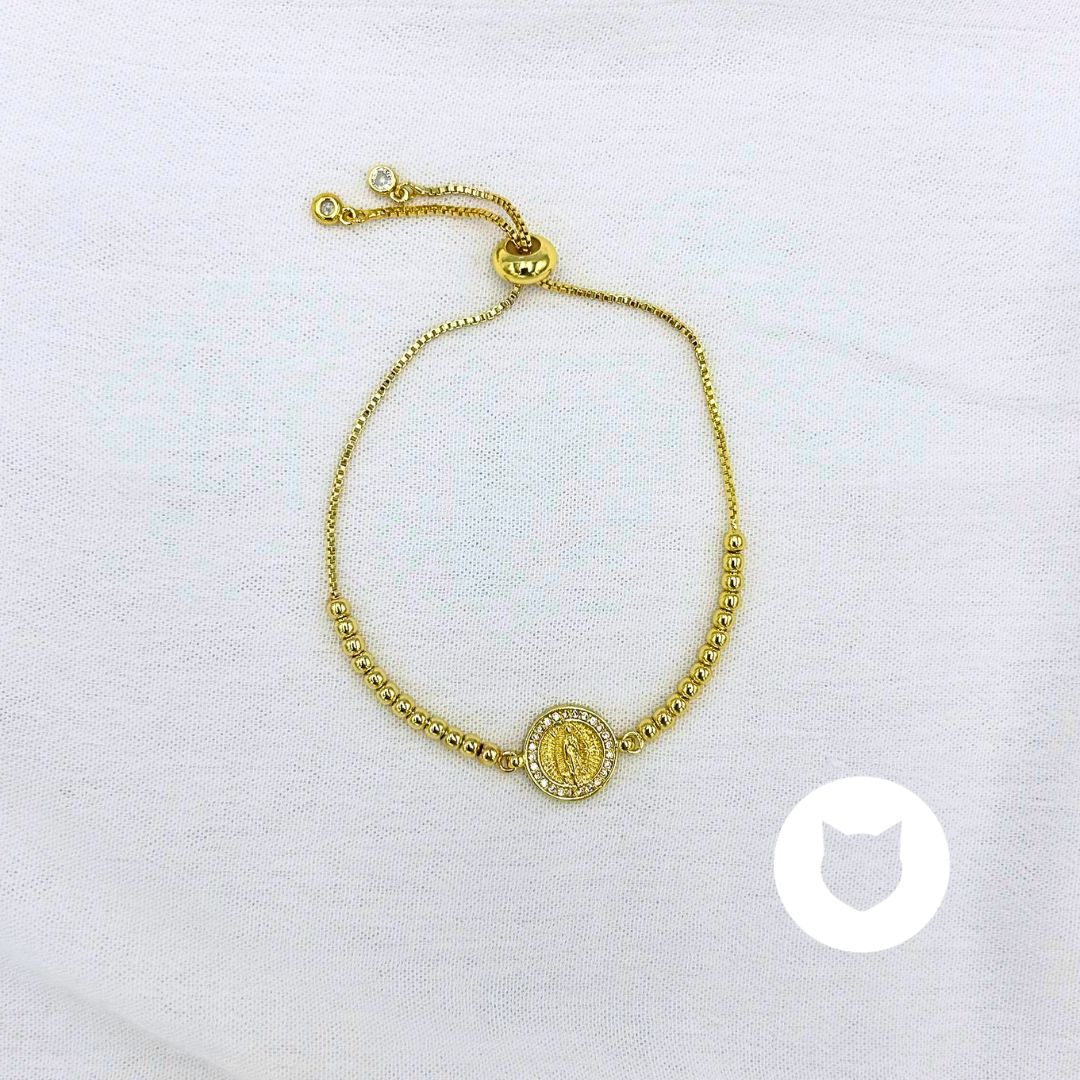 PULSERA DE BAÑO DE ORO VIRGEN DE GUADALUPE PU1965G38