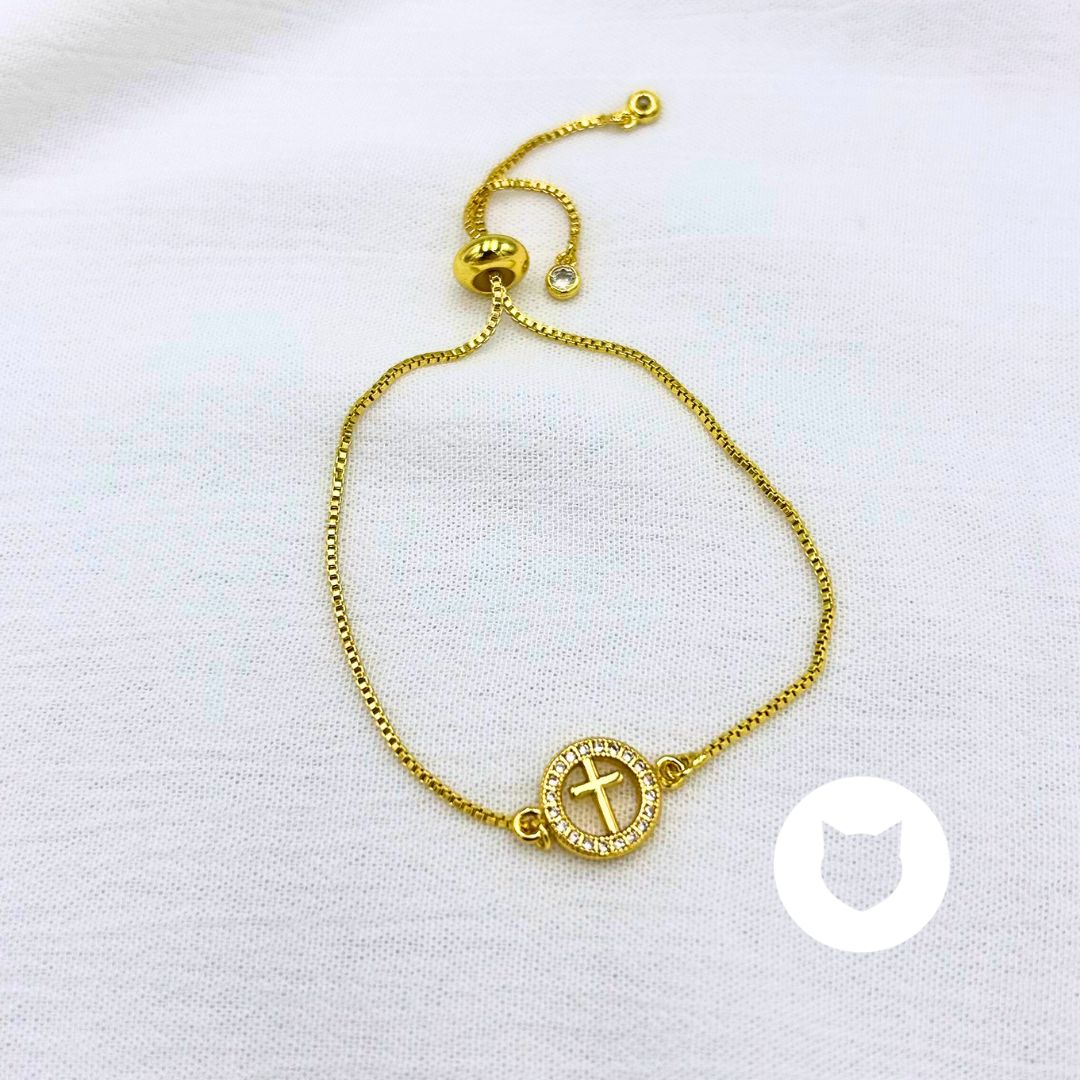 PULSERA BAÑO DE ORO CRUZ PU1968G26
