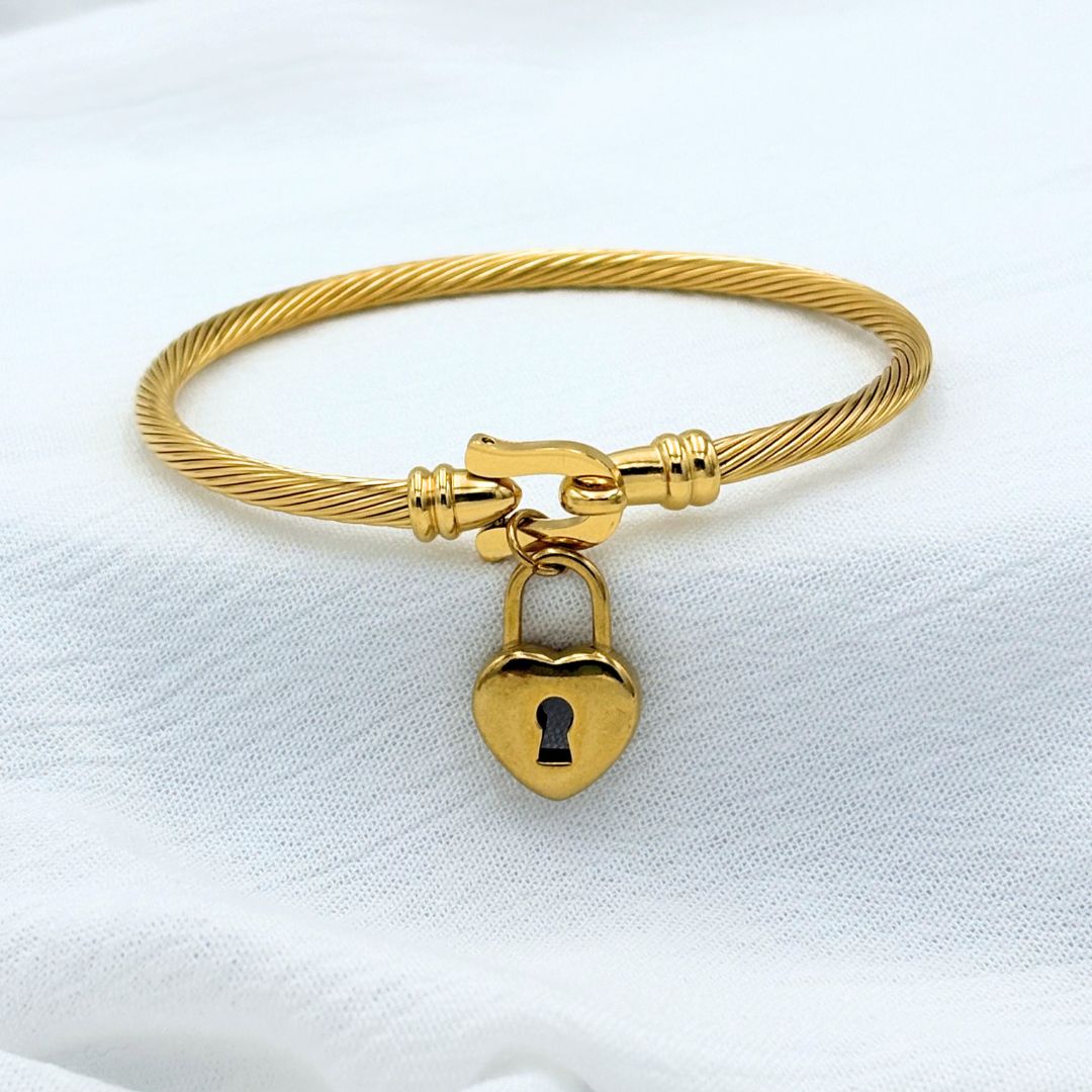 PULSERA ACERO CORAZÓN DE CANDADO PU1973G38