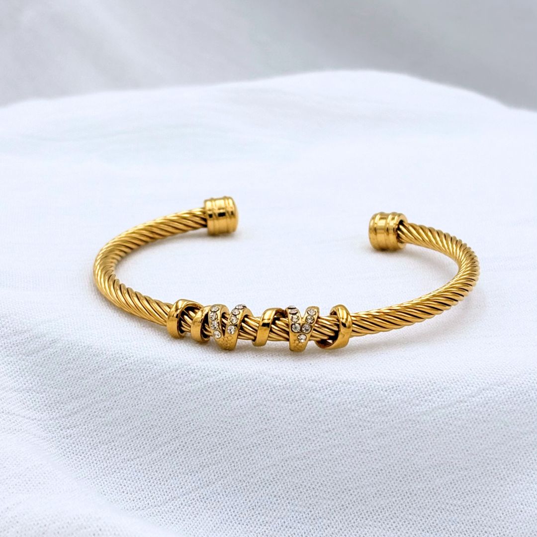 PULSERA ACERO ESPIRAL CON BRILLOS PU1978G42