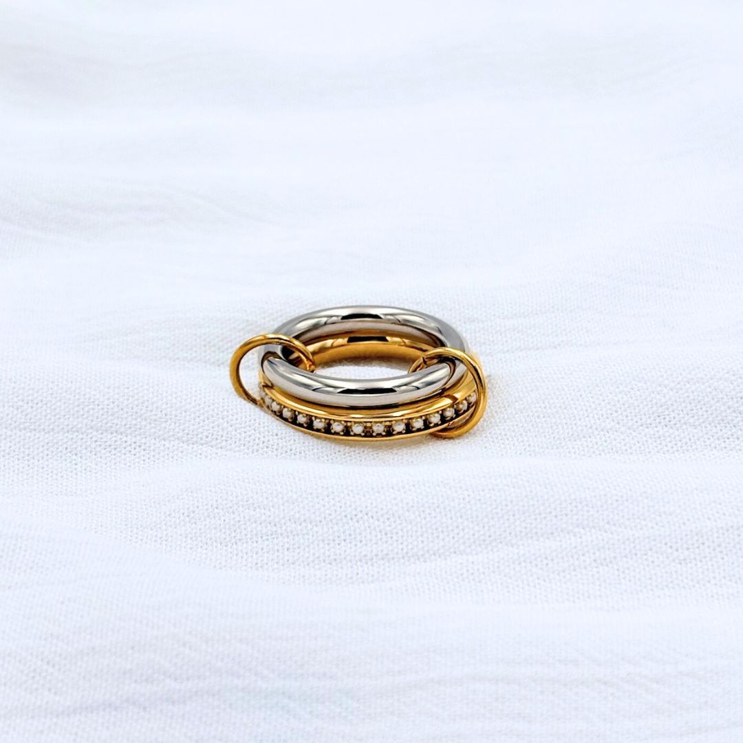 ANILLO ACERO DOBLE METALES MIXTOS AN3864G43
