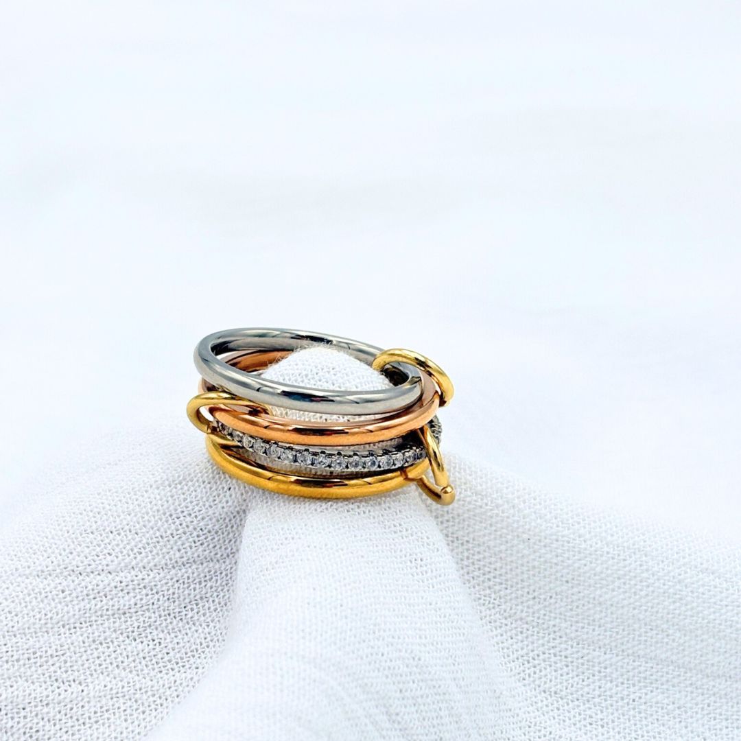 ANILLO DE ACERO 4 AROS METALES MIXTOS AN3866G27