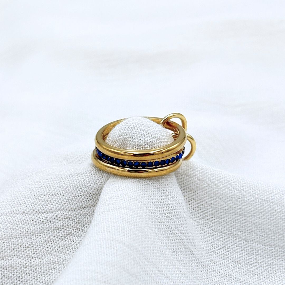 ANILLO ACERO TRIPLE CRISTALES AZULES AN3868G31