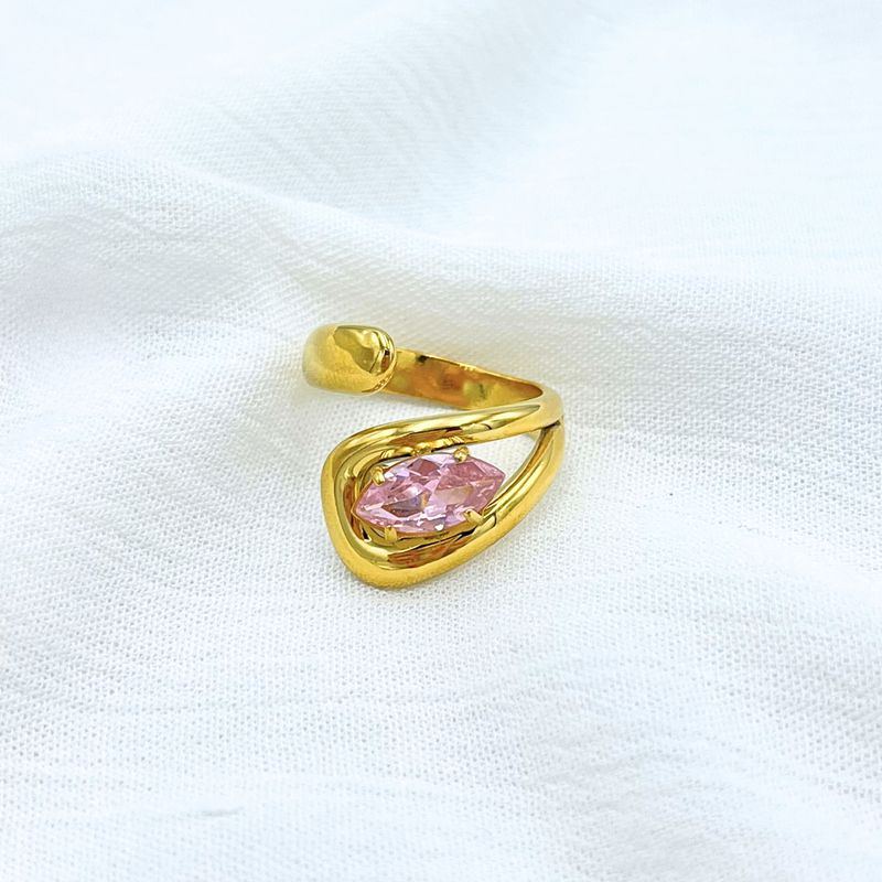 ANILLO ACERO CRISTAL ROSADO CORTE MARQUESA AN3871G49 ANILLO ACERO CRISTAL ROSADO CORTE MARQUESA AN3871G49