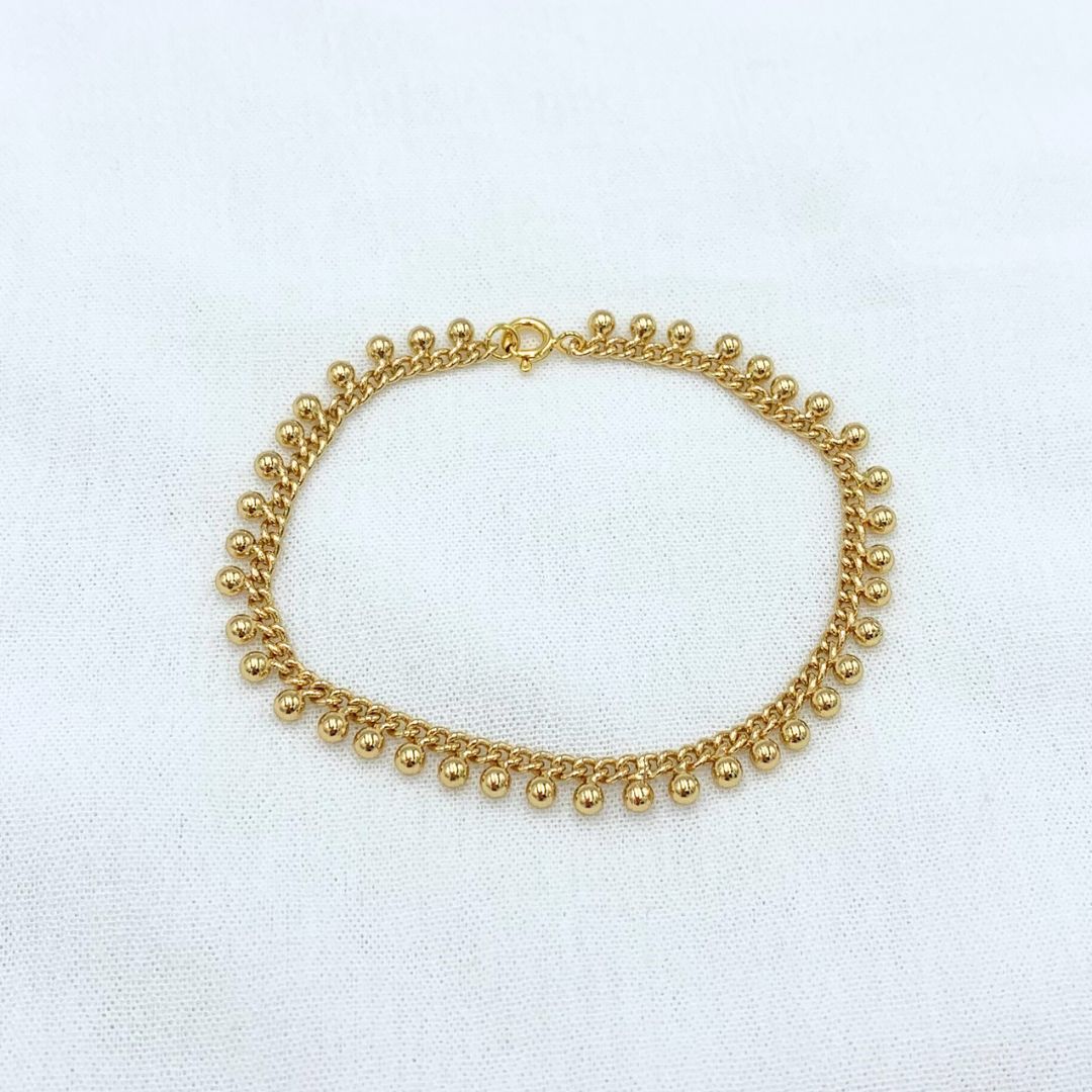 PULSERA BAÑO DE ORO SOBRE BRONCE BOLITAS PU2003F40 PULSERA BAÑO DE ORO SOBRE BRONCE BOLITAS PU2003F40