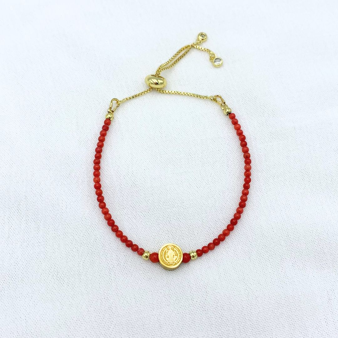PULSERA DE CORAL Y ACERO SAN BENITO PU2006G40 PULSERA DE CORAL Y ACERO SAN BENITO PU2006G40