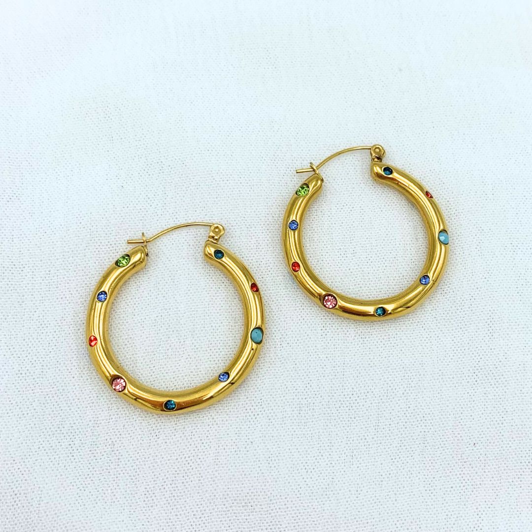 ARGOLLA ACERO CON PIEDRAS DE COLORES AG1831G42 ARGOLLA ACERO CON PIEDRAS DE COLORES AG1831G42