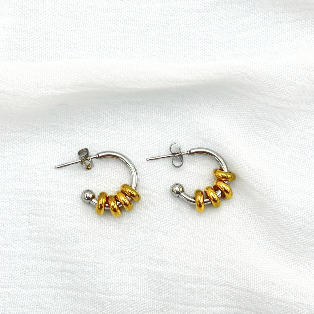 ARGOLLAS ACERO CON  AROS MIXTA AG1833G39 ARGOLLAS ACERO CON  AROS MIXTA AG1833G39