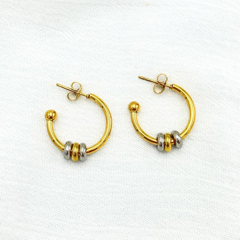 ARGOLLAS ACERO CON AROS MIXTA AG1834G38 ARGOLLAS ACERO CON AROS MIXTA AG1834G38