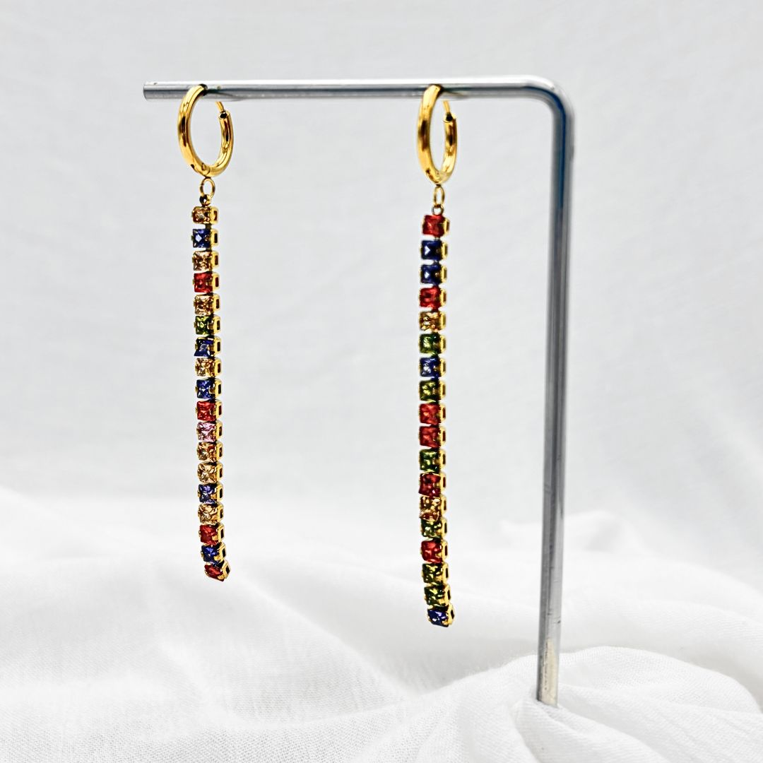 ARGOLLAS ACERO DE CRISTALES DE COLORES AG1857G38 ARGOLLAS ACERO DE CRISTALES DE COLORES AG1857G38