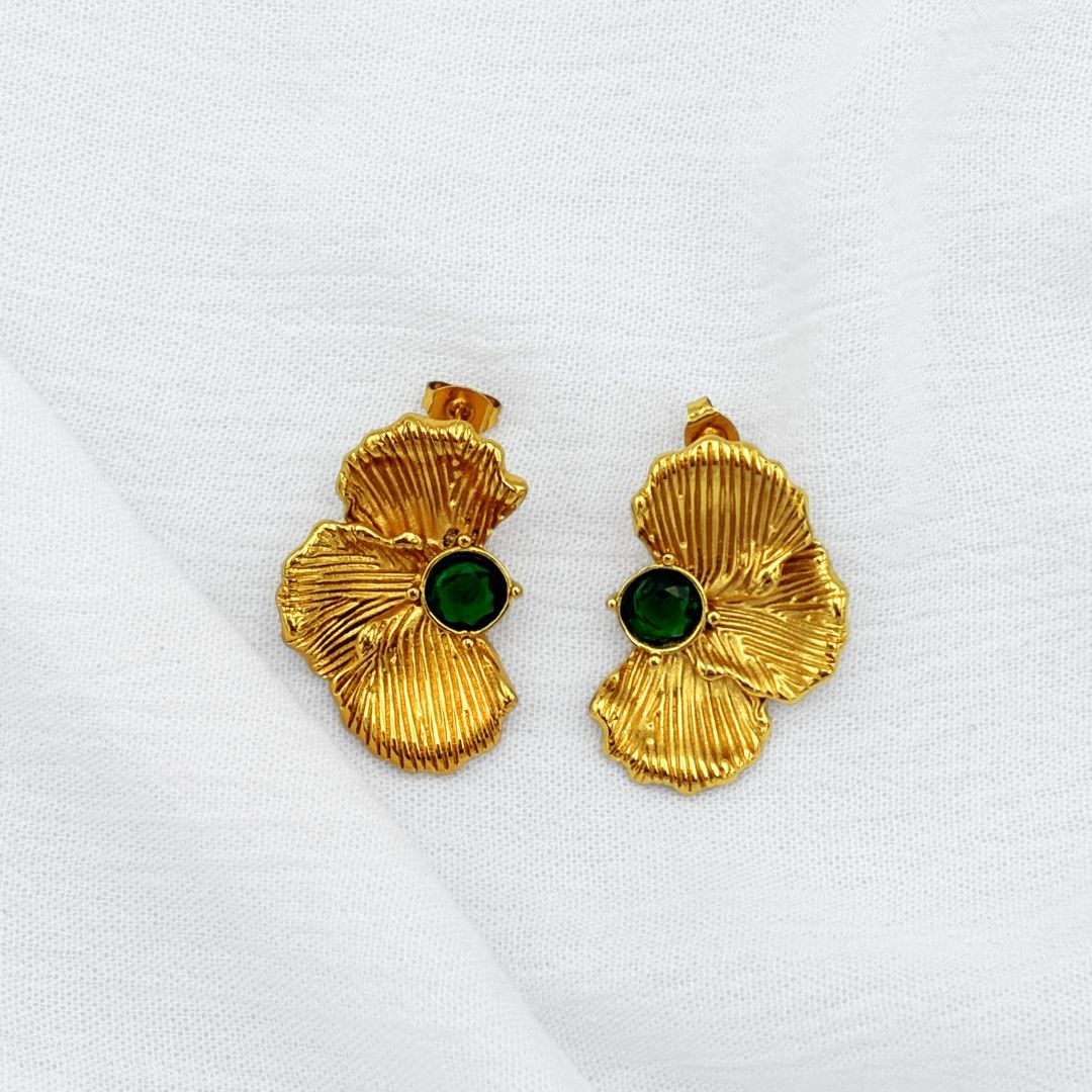 ARETES ACERO MEDIA FLOR CON PIEDRA AR3102G55 Y AR3103G55 ARETES ACERO MEDIA FLOR CON PIEDRA AR3102G55 Y AR3103G55