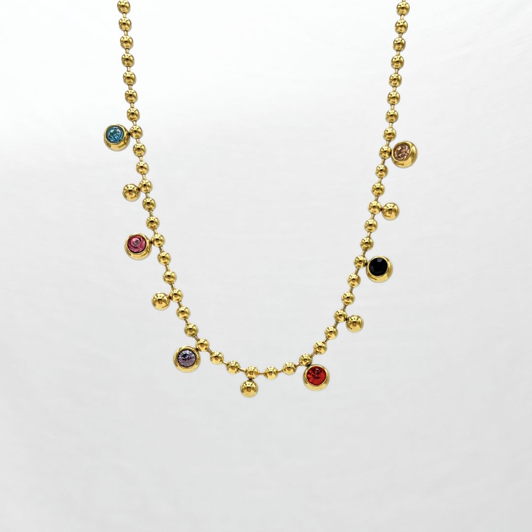 COLLAR DE ACERO CON CRISTALES DE COLORES CO1865G59 COLLAR DE ACERO CON CRISTALES DE COLORES CO1865G59