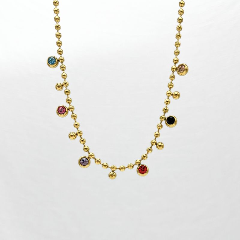 COLLAR DE ACERO CON CRISTALES DE COLORES CO1865G59 COLLAR DE ACERO CON CRISTALES DE COLORES CO1865G59