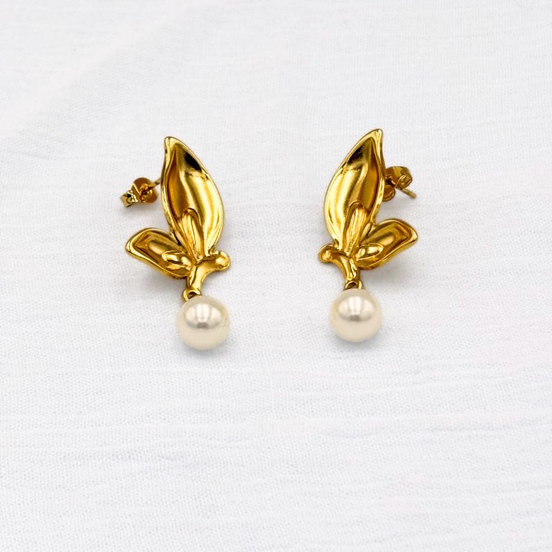 ARETES DE ACERO MARIPOSA AR3132G80 ARETES DE ACERO MARIPOSA AR3132G80