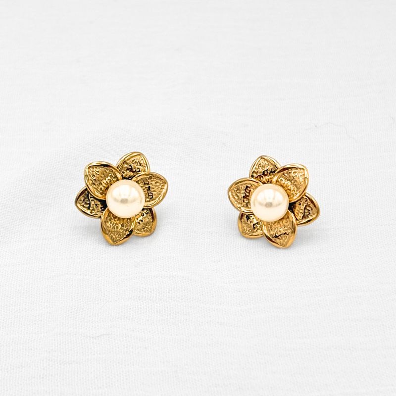 ARETE ACERO FLOR CON PERLA  AR3130G45 ARETE ACERO FLOR CON PERLA  AR3130G45