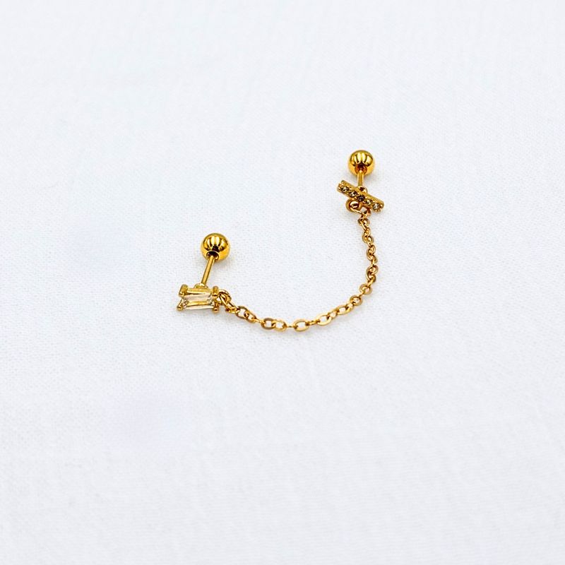 ARETES ACERO DOBLE PERFORACIÓN CRISTALES RECTANGULARES AB0549G45 ARETES ACERO DOBLE PERFORACIÓN CRISTALES RECTANGULARES AB0549G45