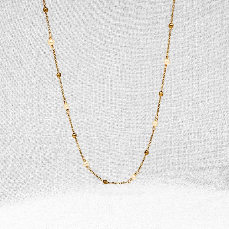 COLLAR ACERO BOLITAS Y PERLAS COLLAR ACERO BOLITAS Y PERLAS