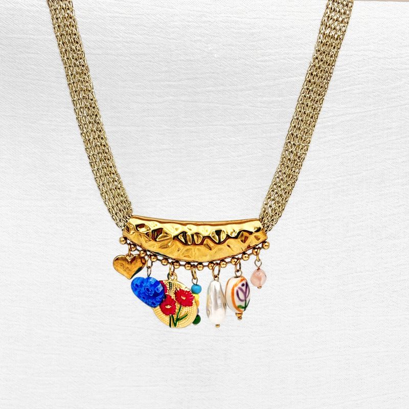 COLLAR ACERO TEJIDO CON DIJE GRANDE Y CHARMS CO1865G50 COLLAR ACERO TEJIDO CON DIJE GRANDE Y CHARMS CO1865G50