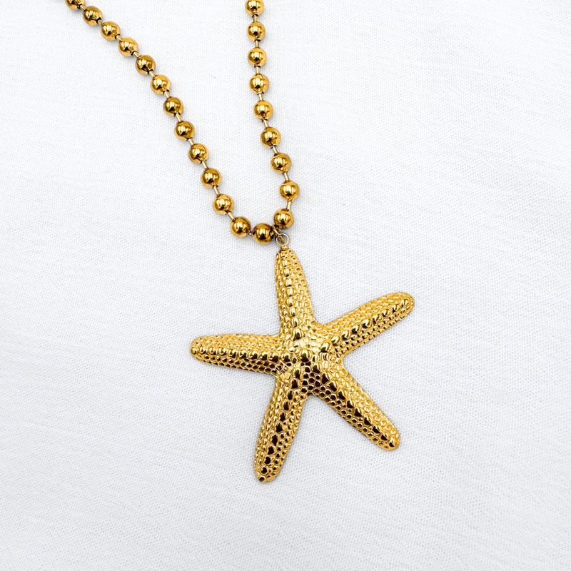 COLLAR ACERO BOLITAS ESTRELLA DE MAR CO1873G35