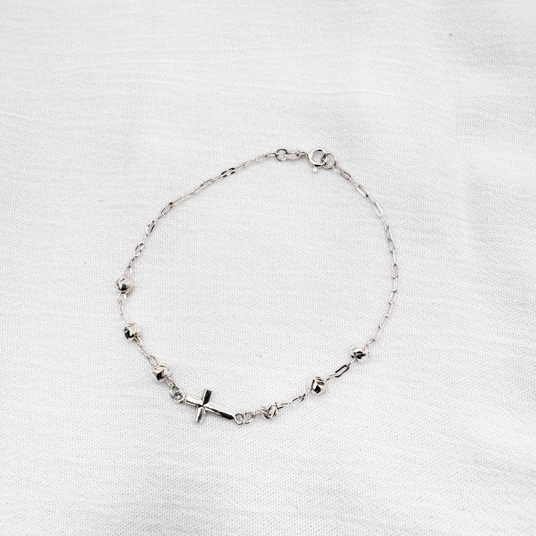 PULSERA PLATA TIPO ROSARIO PU2028L22