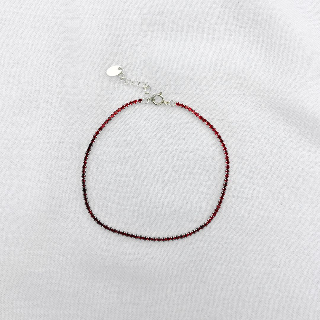 PULSERA PLATA CON CRISTALES ROJOS PU2032L25 PULSERA PLATA CON CRISTALES ROJOS PU2032L25