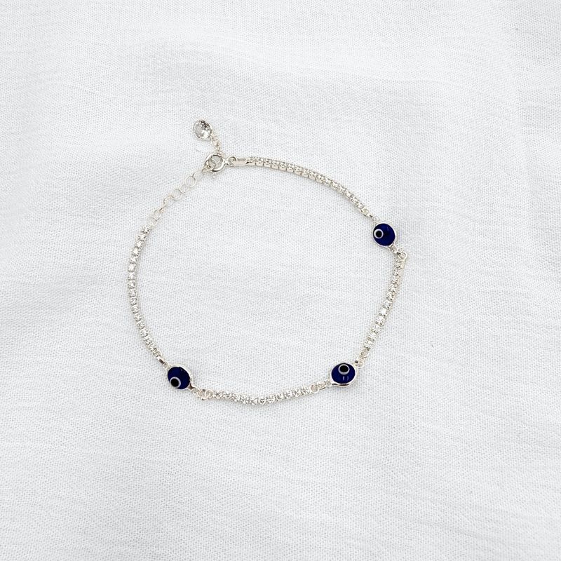 PULSERA PLATA CRISTALES CON OJOS TURCOS PU2034L22