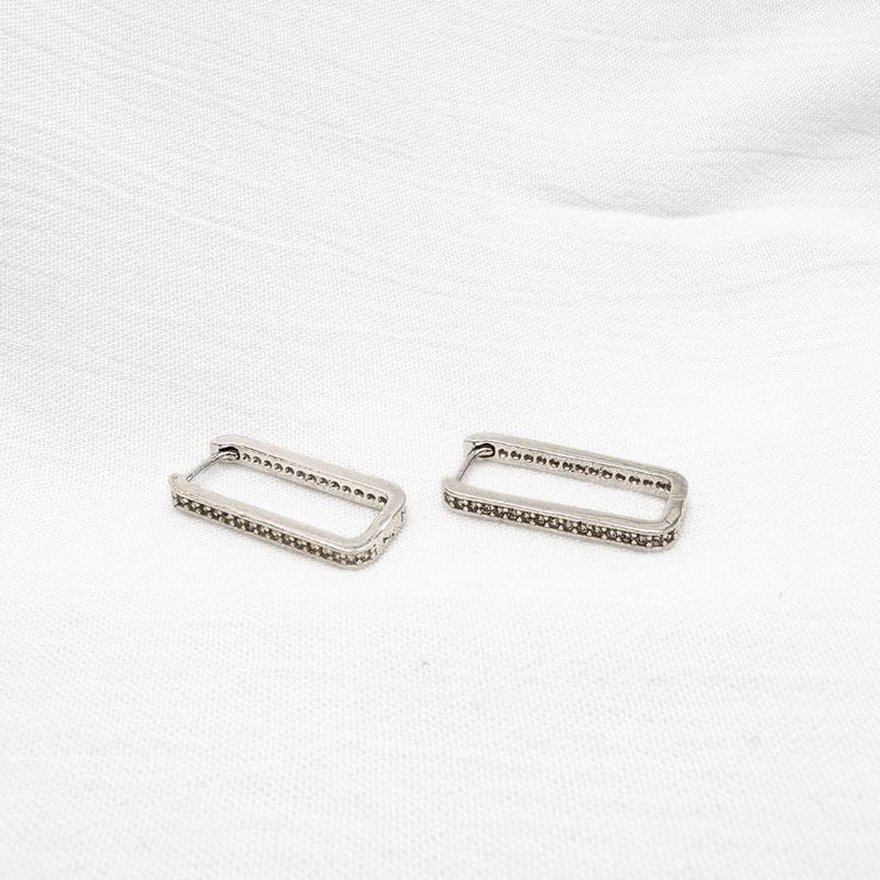 ARGOLLAS RECTANGULARES DE PLATA CON CRISTALES TRANSPARENTES AG1880L25