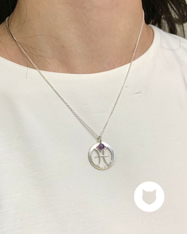 COLLAR DE PLATA 925 Y AMATISTA SIGNO PISCIS CO1708L26
