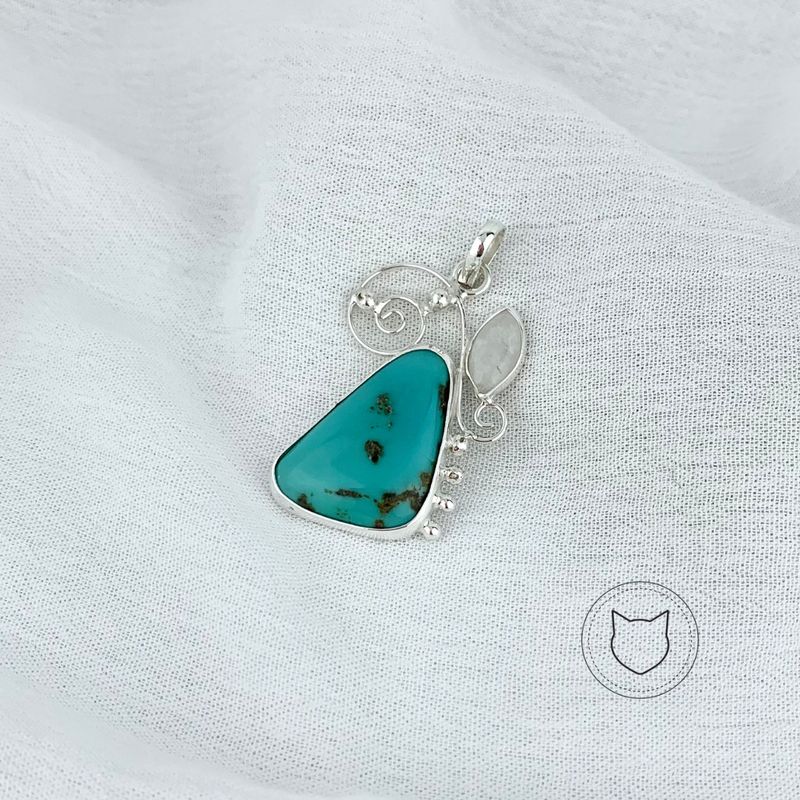 DIJE PLATA 925, PIEDRA LUNA Y TURQUESA DI0620M36 DIJE PLATA 925, PIEDRA LUNA Y TURQUESA DI0620M36