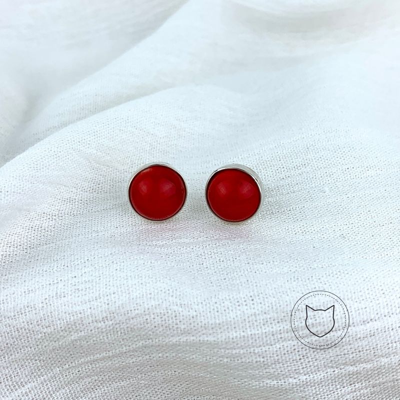 ARETE DE PLATA DE BISEL  CON  CORAL AR0050M40