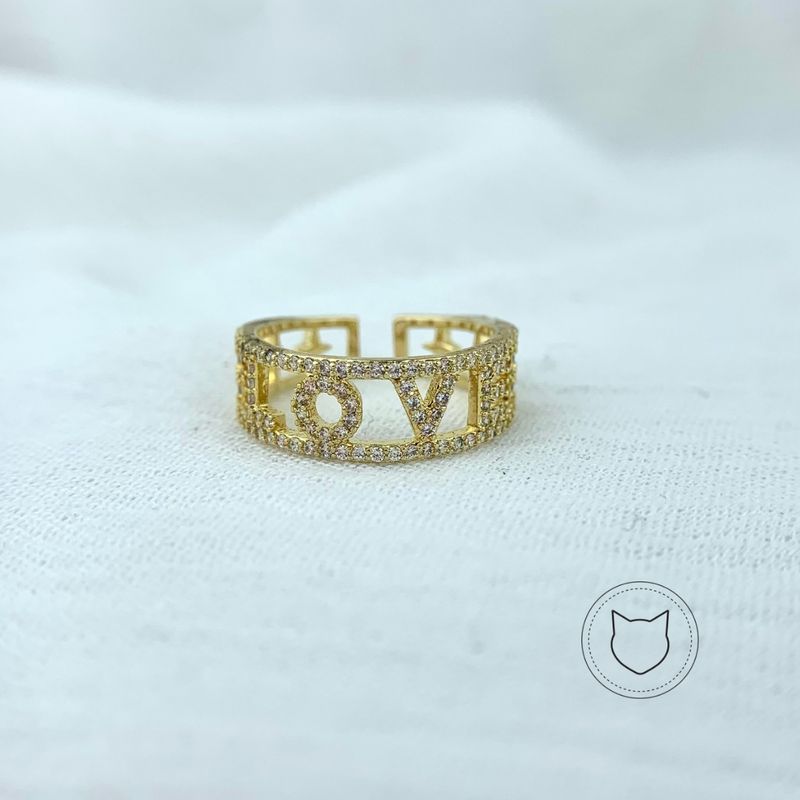 ANILLO DE BAÑO DE ORO Y CRISTALES LOVE AN2684G30