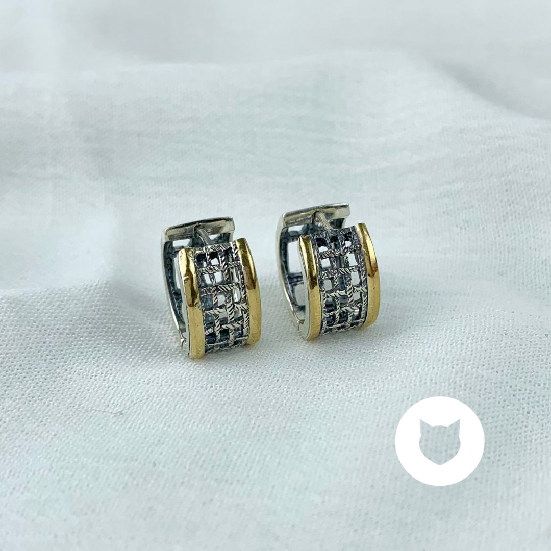 ARGOLLAS DE PLATA 925 Y ORO 10K AG1631L23 ARGOLLAS DE PLATA 925 Y ORO 10K AG1631L23