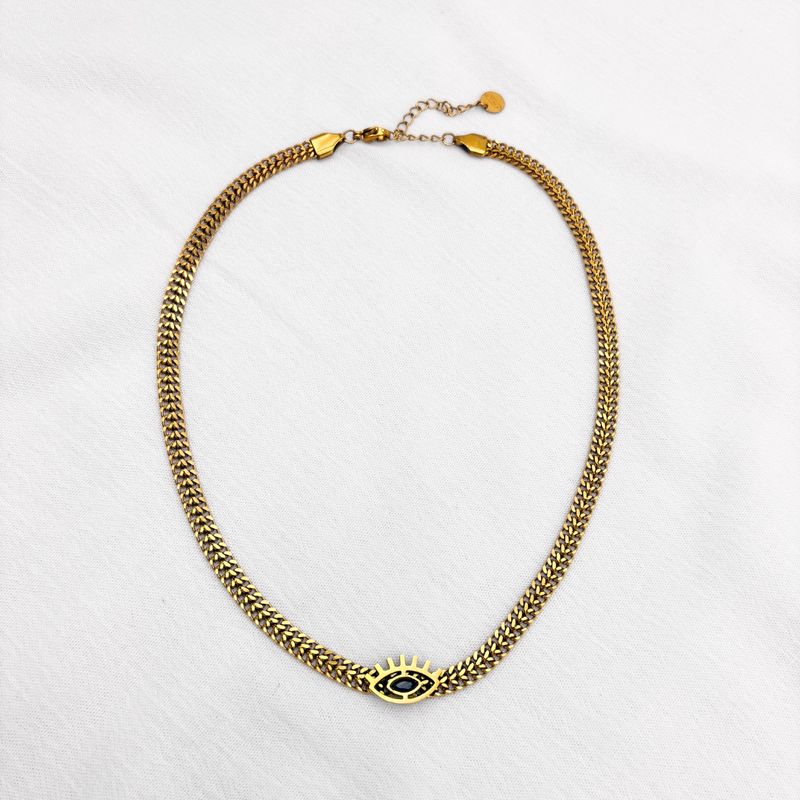 COLLAR DE CADENA ESPIGA CON DIJE DE OJO PROTECTOR EN ACERO CO1884G75