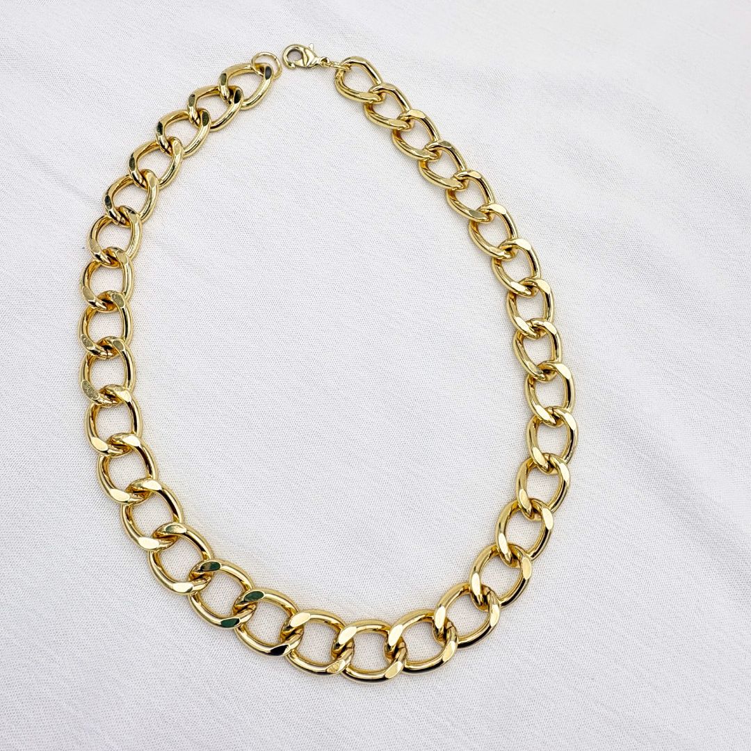 COLLAR DE ESLABONES GRUMET OVALADOS EN BAÑO DE ORO DE 18K CO1889G31 COLLAR DE ESLABONES GRUMET OVALADOS EN BAÑO DE ORO DE 18K CO1889G31