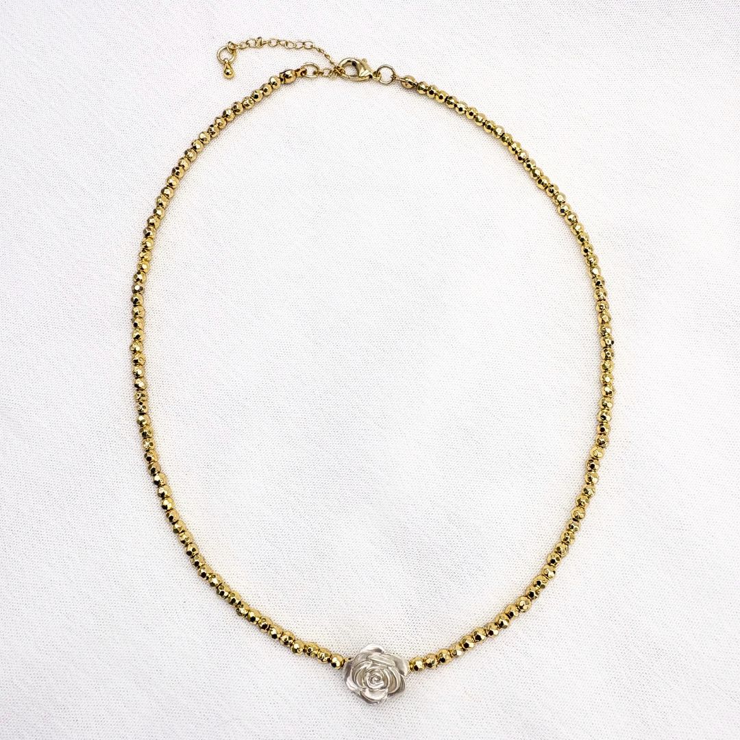 COLLAR CON CORTE DIAMANTADO Y ROSA CENTRAL CO1876G21 COLLAR CON CORTE DIAMANTADO Y ROSA CENTRAL CO1876G21