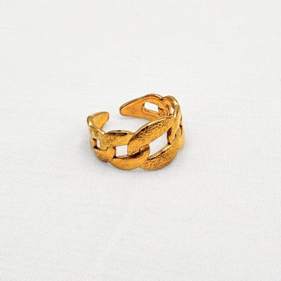 ANILLO AJUSTABLE DE ESLABONES GRUMET CON TEXTURA EN ACERO AN3899G170