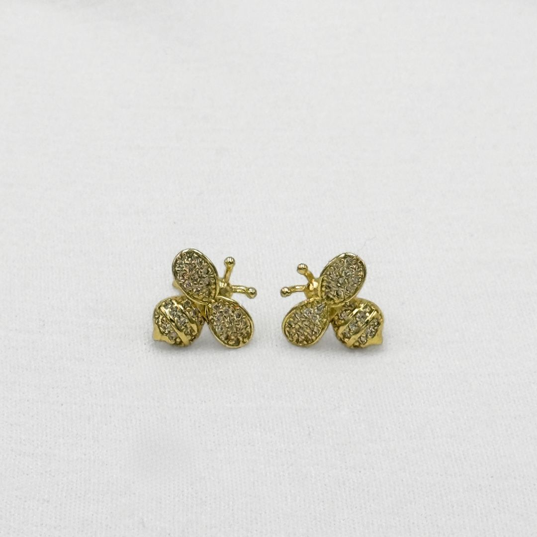 ARETES ABEJA CON DE CRISTALES EN BAÑO DE ORO DE 18K AR3161G36
