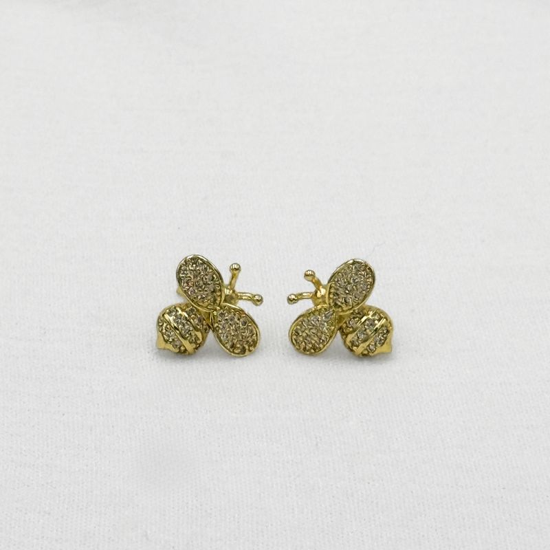 ARETES ABEJA CON DE CRISTALES EN BAÑO DE ORO DE 18K AR3161G36 ARETES ABEJA CON DE CRISTALES EN BAÑO DE ORO DE 18K AR3161G36