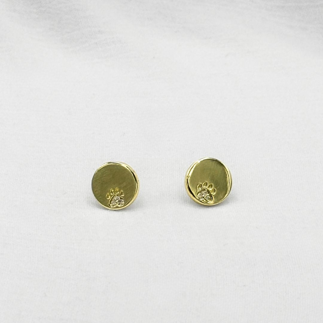 ARETES CIRCULARES CON RELIEVE DE HUELLA Y CRISTALES EN BAÑO DE ORO DE 18K AR3163G36