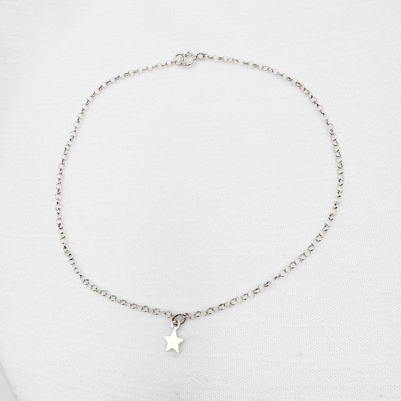TOBILLERA DE CADENA ROLO CON DIJE DE ESTRELLA EN PLATA 925  TO0121F30