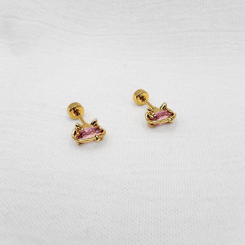 Aretes de Gato con Circon Rosa AB0571G72