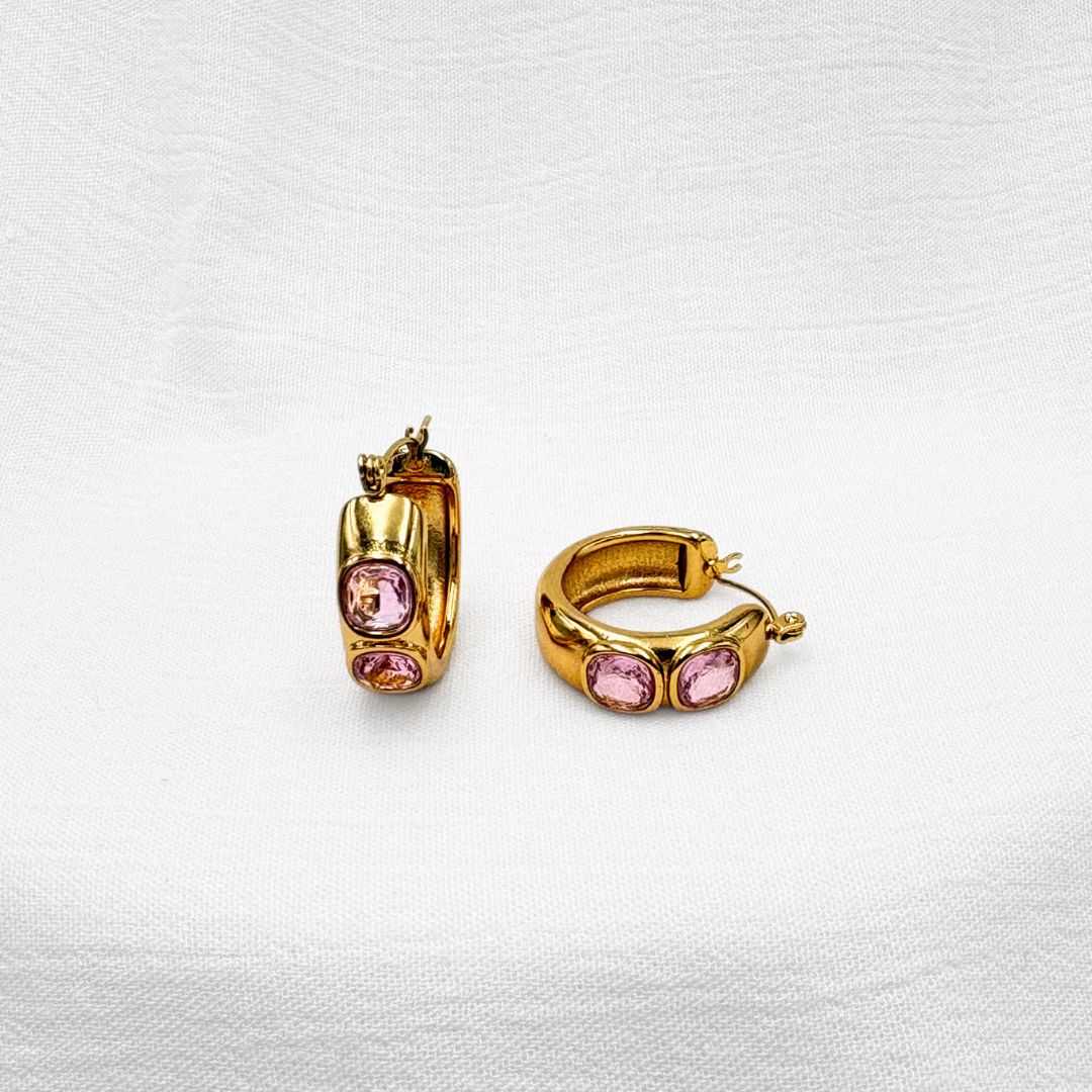 Argollas con Cristales Rosados  AG1909G55