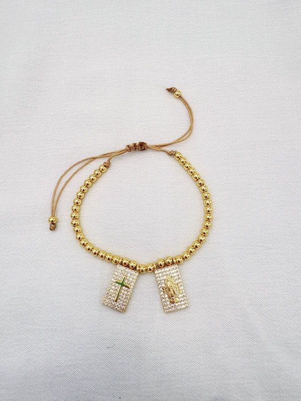 Pulsera de bolitas con dijes de fe PU2067G42