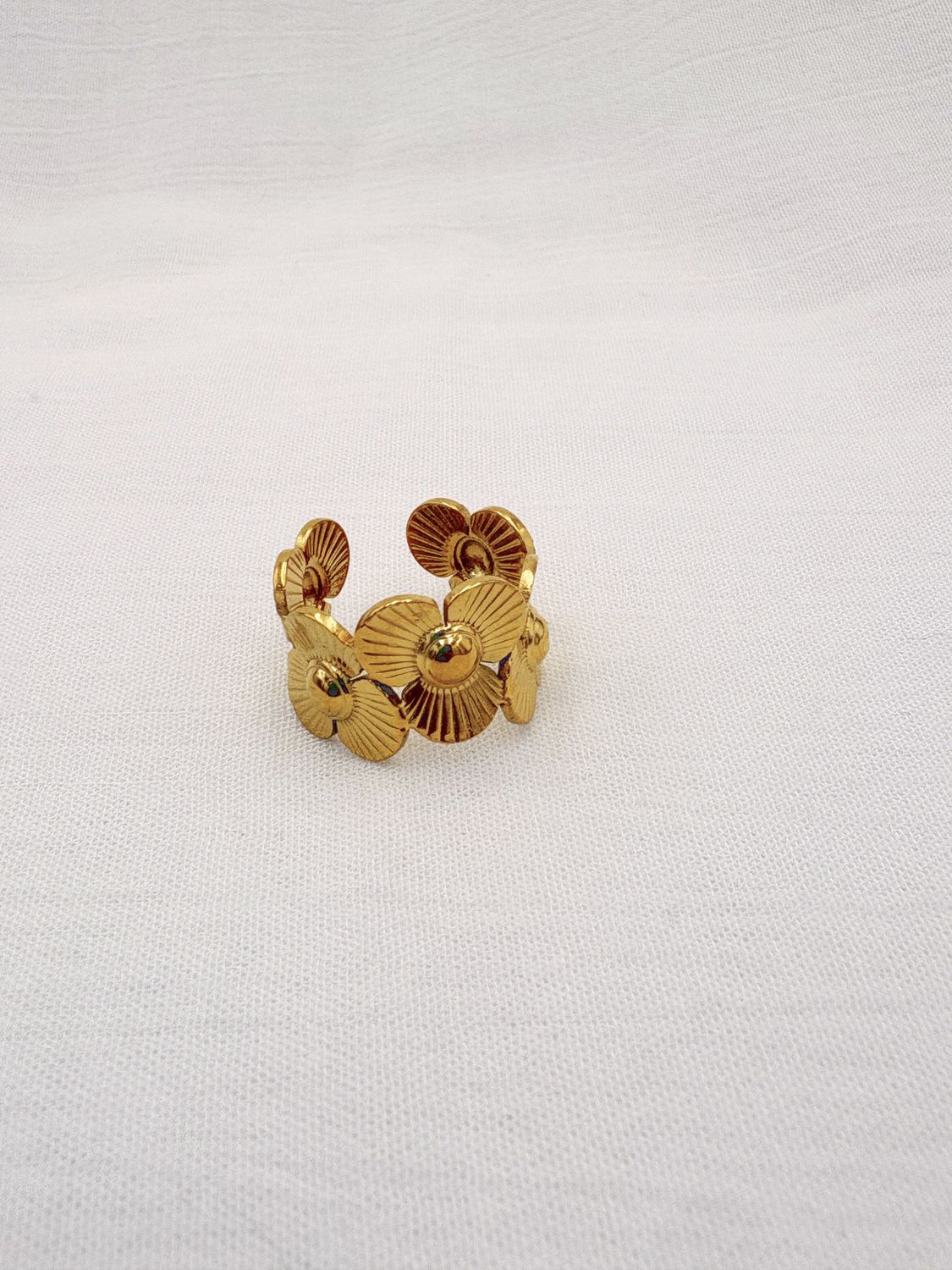 ANILLO AJUSTABLE DE FLORES RADIALES CONTINUAS EN ACERO AN3915G73
